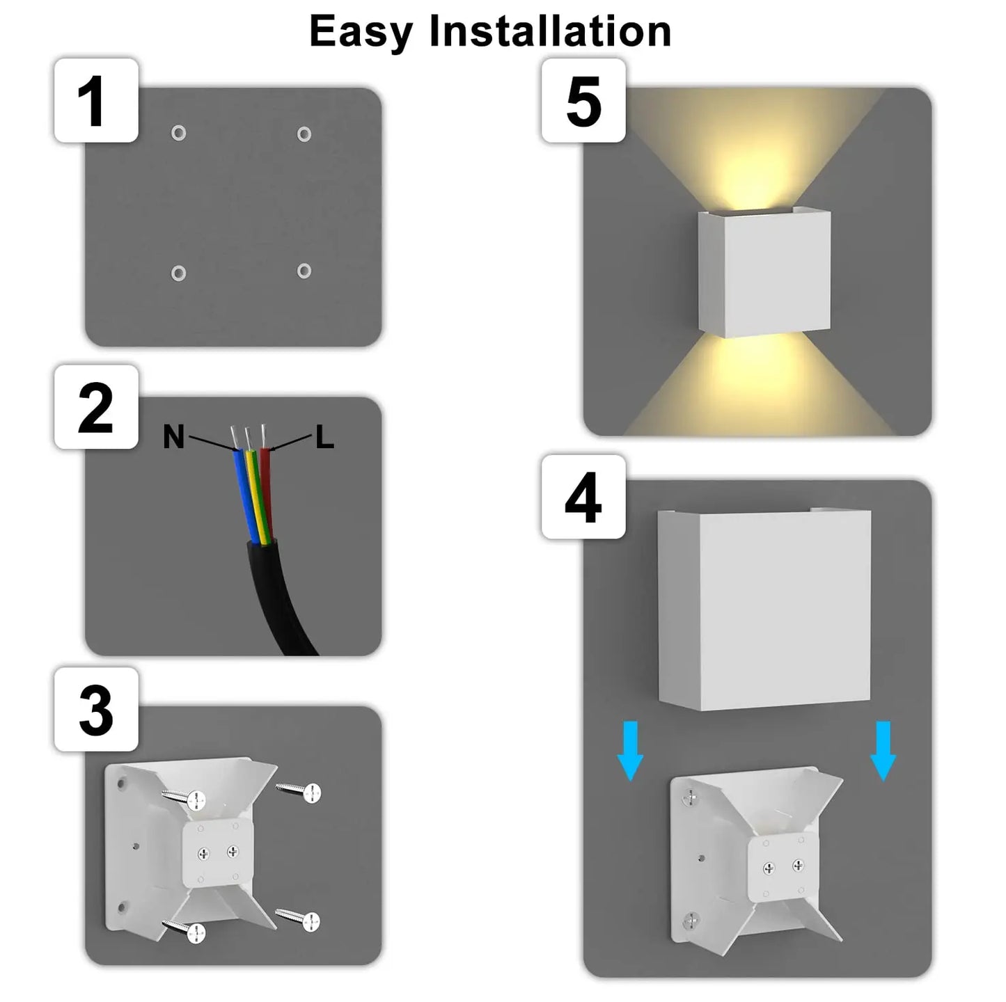 LED Wall Sconces 6W Modern Indoor Outdoor IP65 Wall Lamp