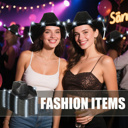 LED Cowboy Hats Bulk for Wedding Lighting up Party Hats