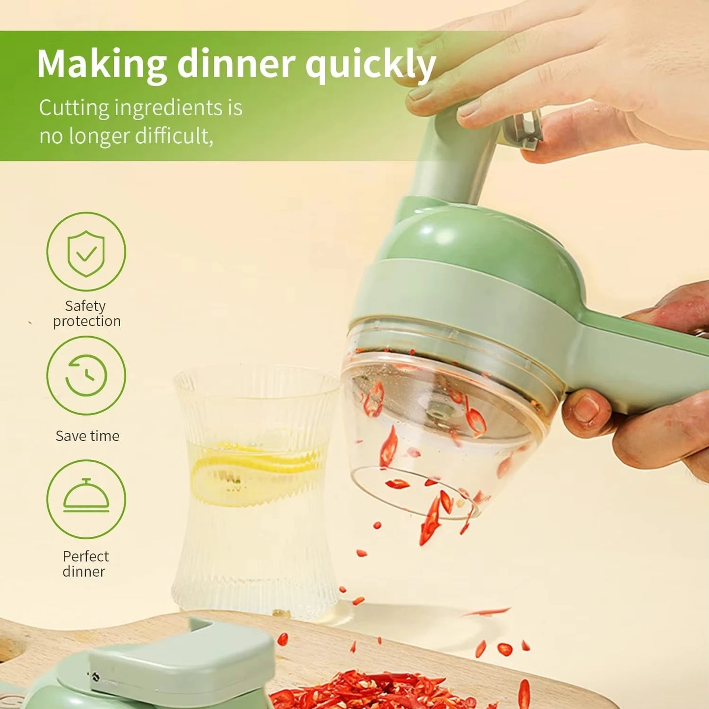 Electric Vegetable Cutter Set - 4 in 1 Portable
