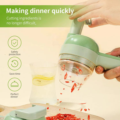 Electric Vegetable Cutter Set - 4 in 1 Portable