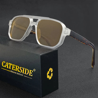 CATERSIDE Vintage Punk Sunglasses Men Flat Top