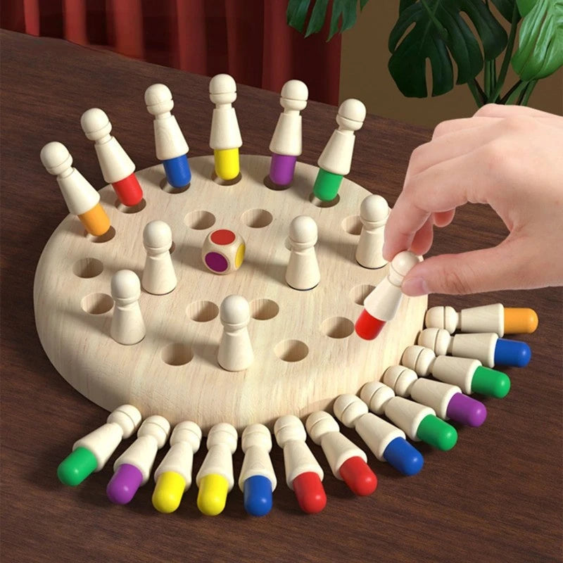 Wooden Memory Match Stick Chess Color Game Board Puzzles