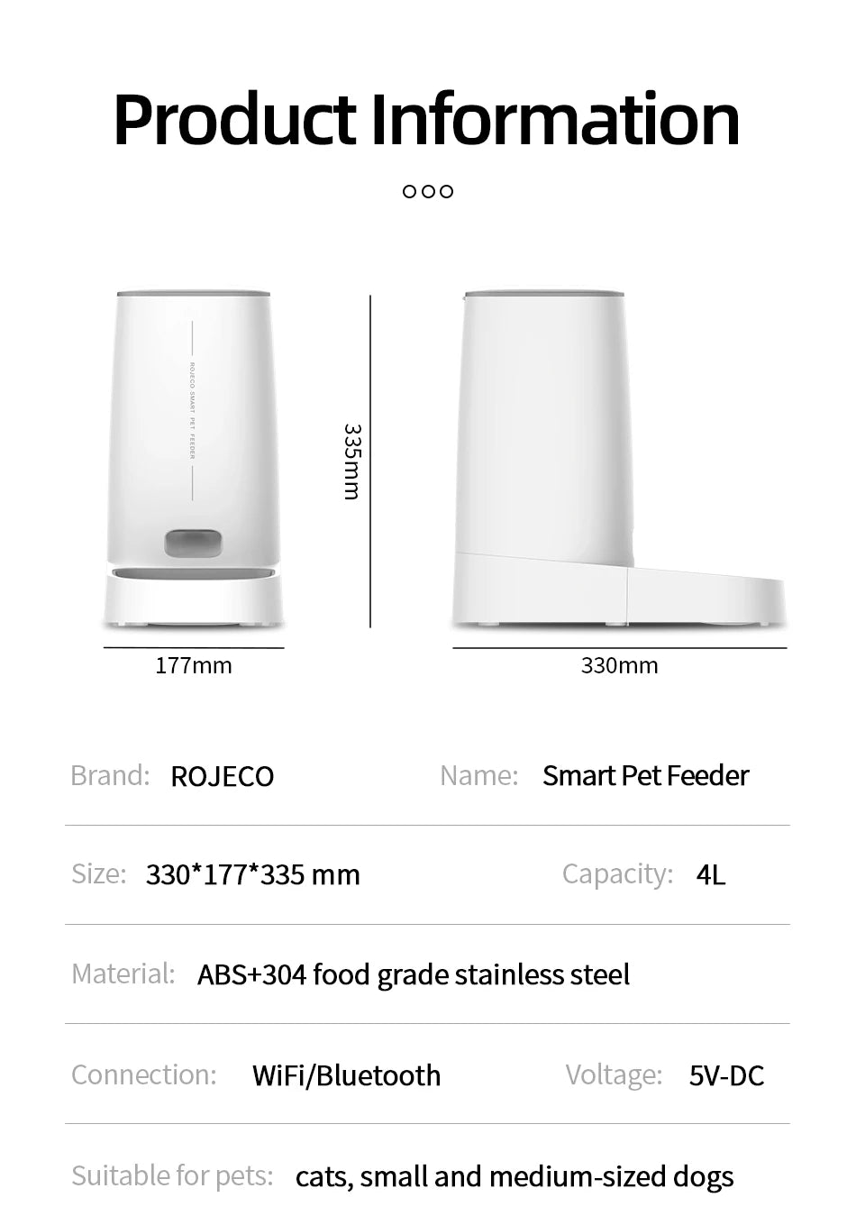 Automatic Cat Feeder Pet Smart WiFi Cat Food Kibble Dispenser