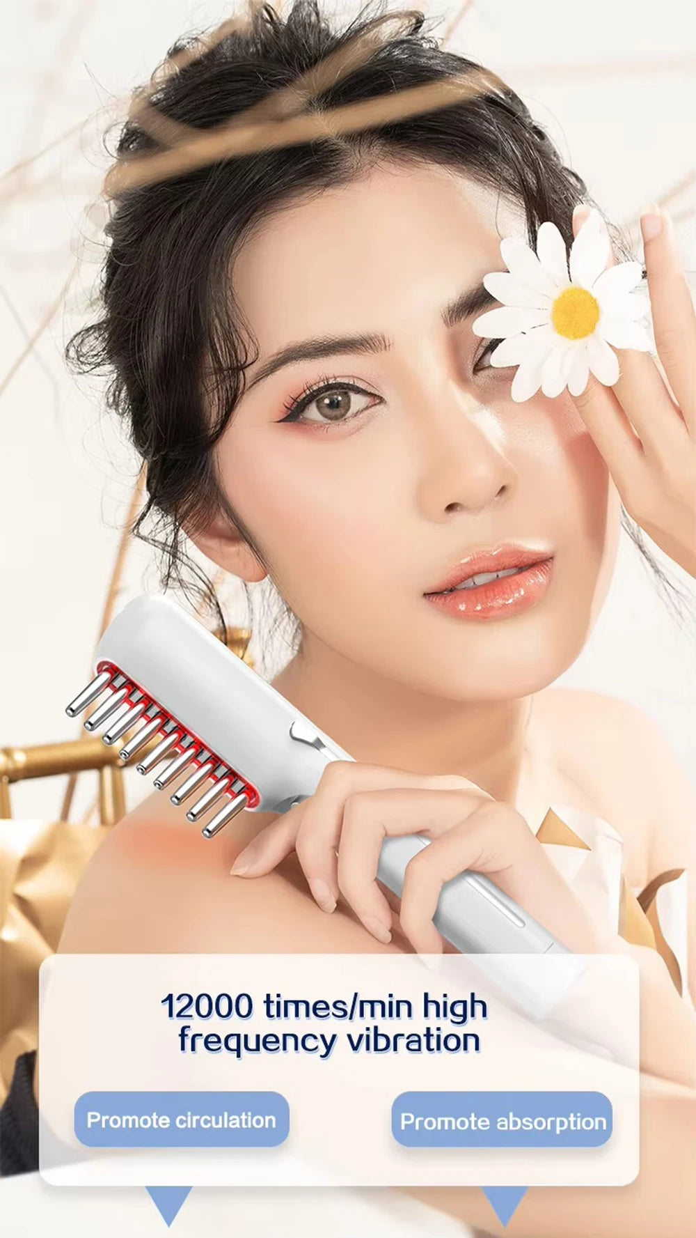 Electric Massage Comb LED Red Light Therapy Hair Growth