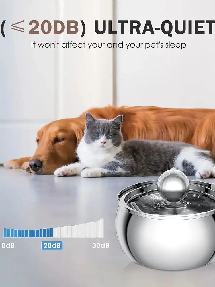 304 Stainless Steel Pet Water Fountain 4L/135 Oz with Faucet
