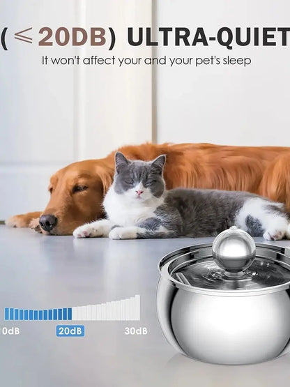 304 Stainless Steel Pet Water Fountain 4L/135 Oz with Faucet