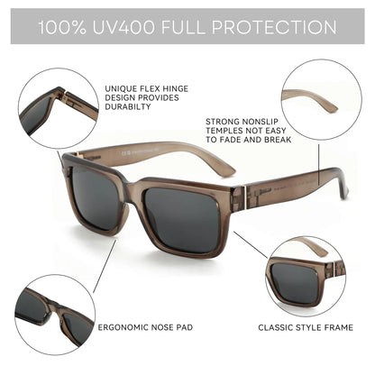 Retro Rectangle Sunglasses for Men Women Polarized