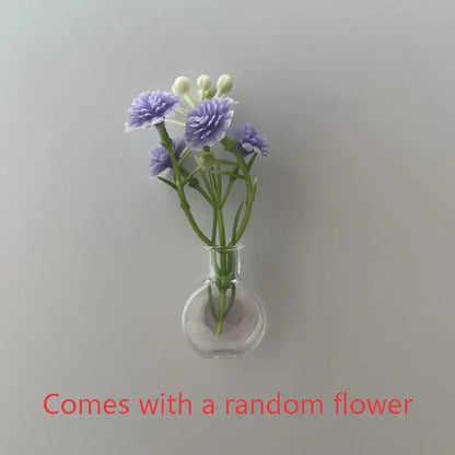 Magnetic Glass Vase Set - Mini Plant Pot Magnets for Refrigerator