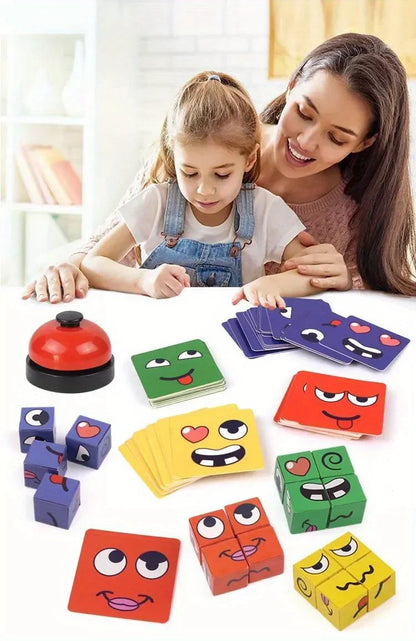 Kids Face Change Cube Game Montessori Expression Puzzle