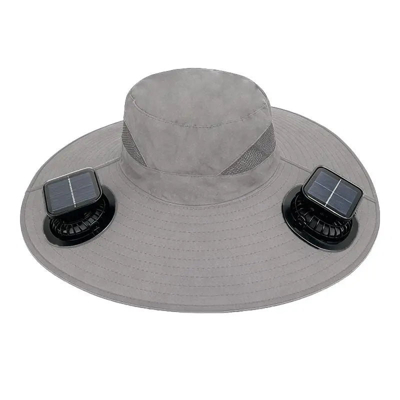 Large Size Quick Dry Bucket Hat With Solar Powered Fan USB Charging