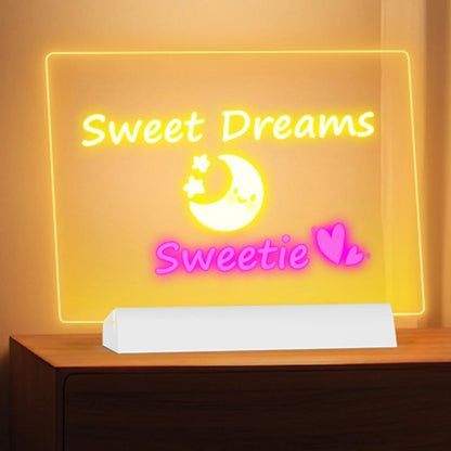 LED Note Board DIY Acrylic Night Light 7 Pens Drawing Board