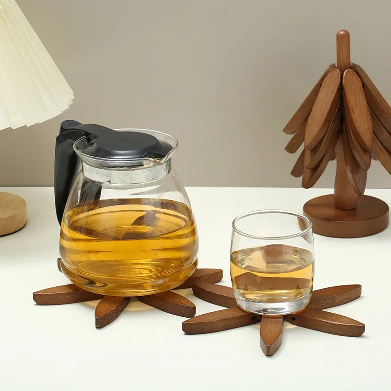 Tree Design Stand Bamboo Wooden Trivets Decorative