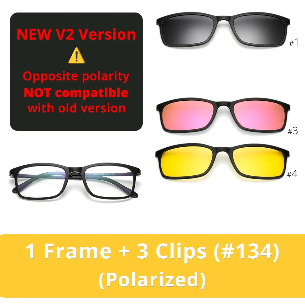 5 In 1 Magnetic Clip On Glasses TR90 Optical Eyeglass