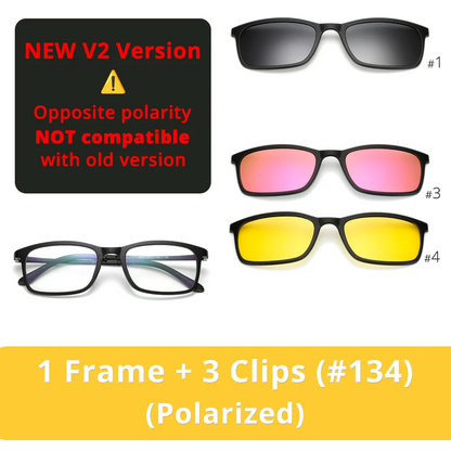 5 In 1 Magnetic Clip On Glasses TR90 Optical Eyeglass