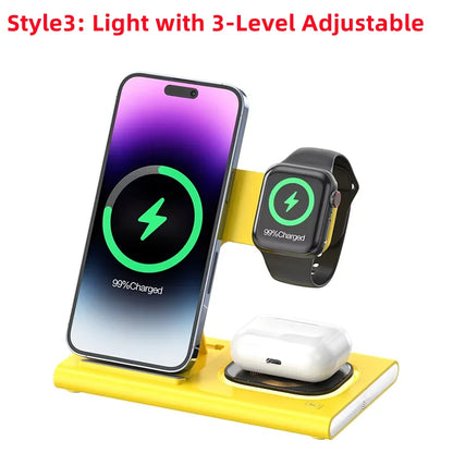 3 in 1 Wireless Charger Stand Pad Foldable Fast Charging