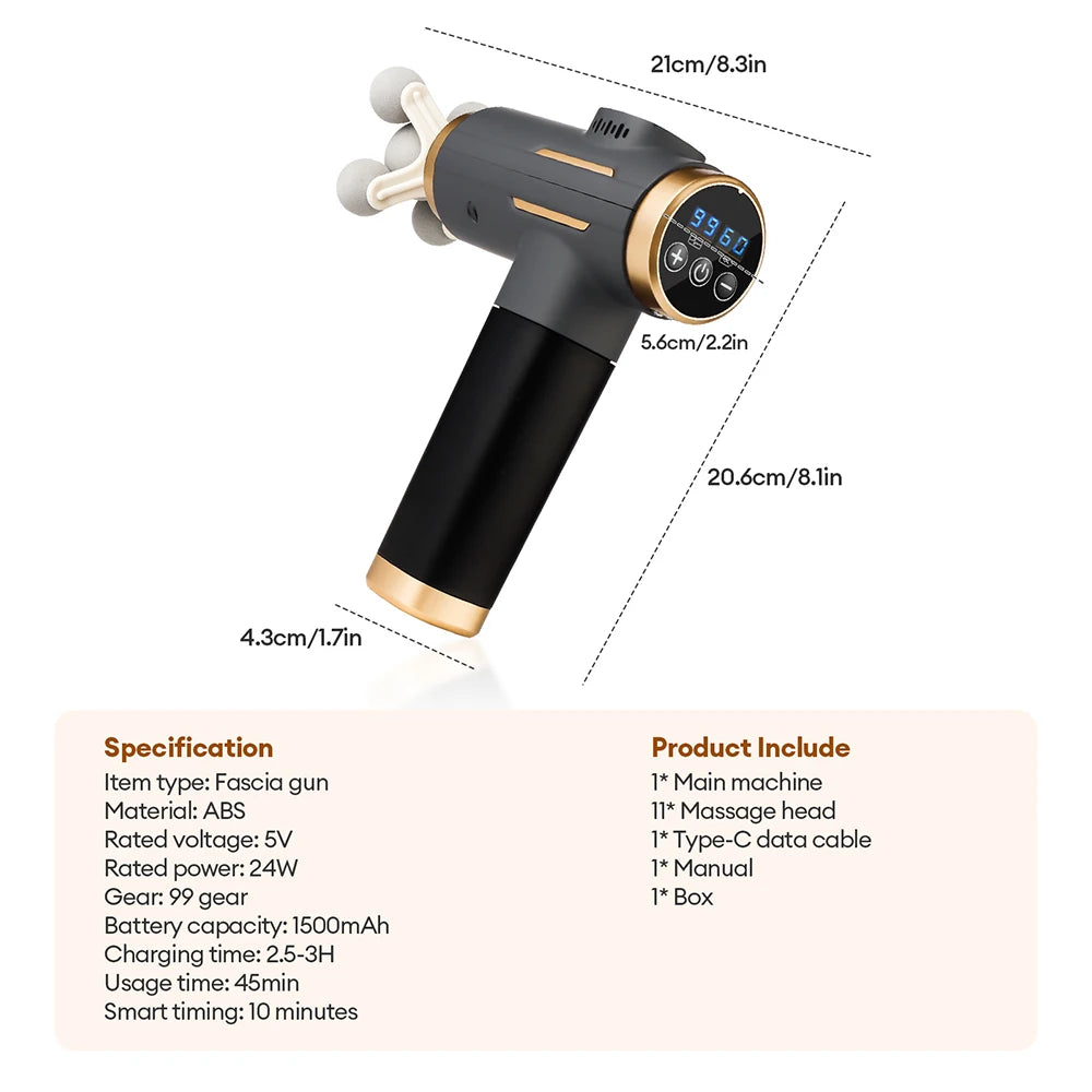 99 Level Electric Massage Gun Powerful Fascia Gun High-Frequency
