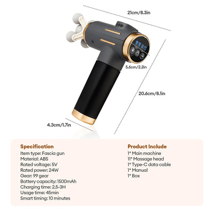 99 Level Electric Massage Gun Powerful Fascia Gun High-Frequency