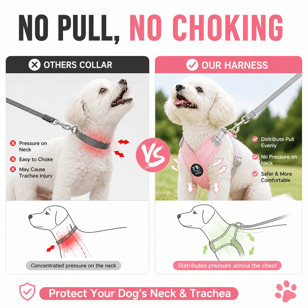 Dog Harness Leash Set Reflective Adjustable Pet Vest Harness