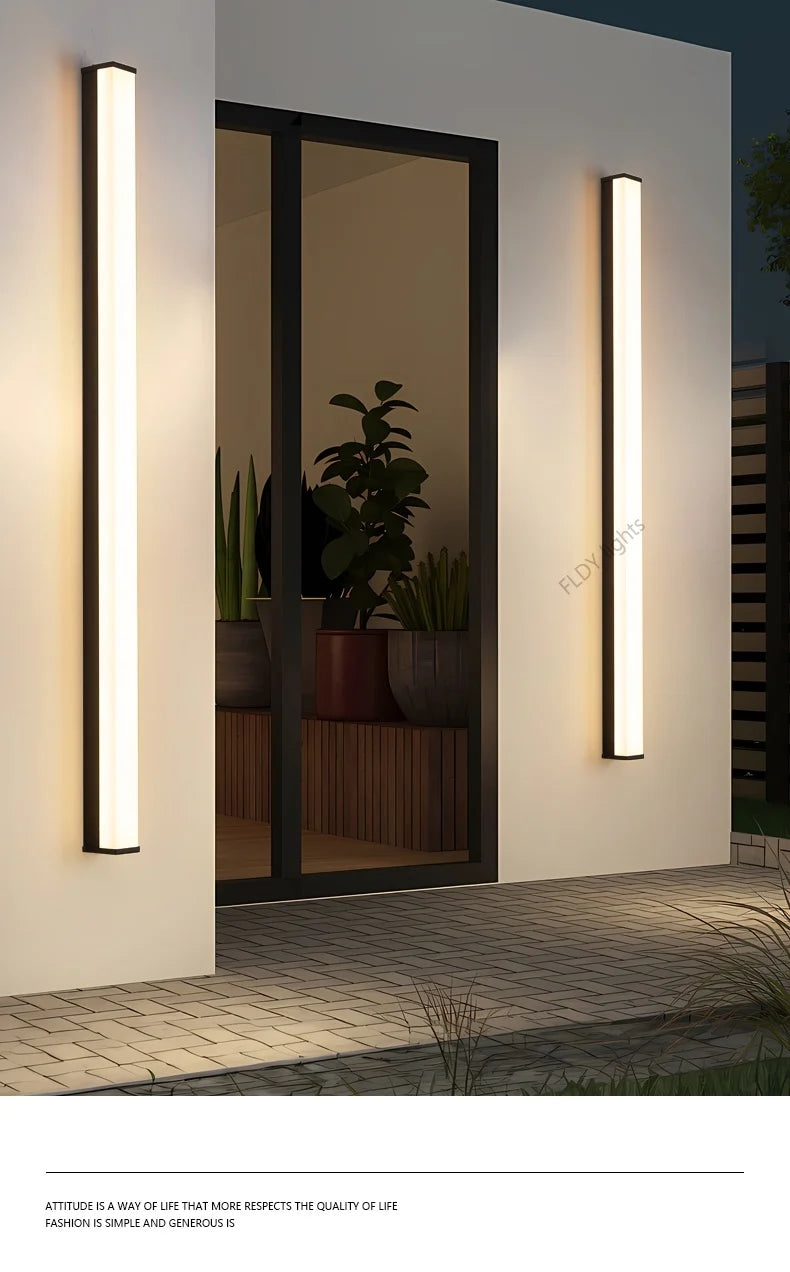 Modern Waterproof Outdoor Long Strip LED Wall Light