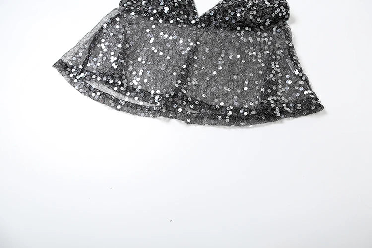 Weird Puss Sequins Patchwork Mesh Camisole Women