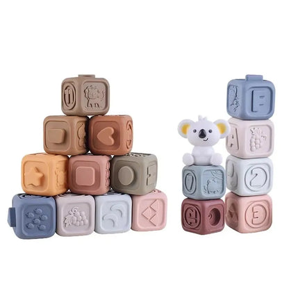 Baby Montessori Silicone Building Blocks Koala Squeeze Stacker