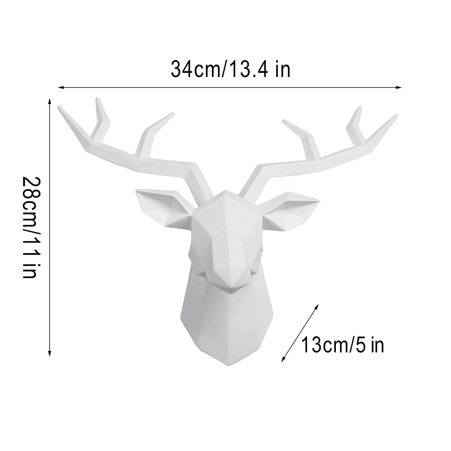 Deer Head Sculpture Animal Statue Figurines Wall Hanging
