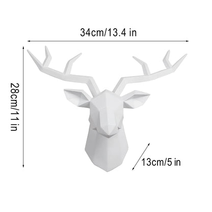 Deer Head Sculpture Animal Statue Figurines Wall Hanging