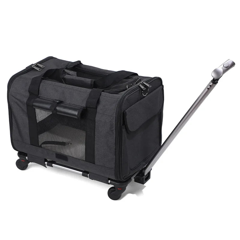 Pet Carrier with Wheels for Dogs Rolling Pet Carrier
