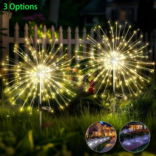 Solar Lights Outdoor Decorative Copper Wire 200 LED Firework