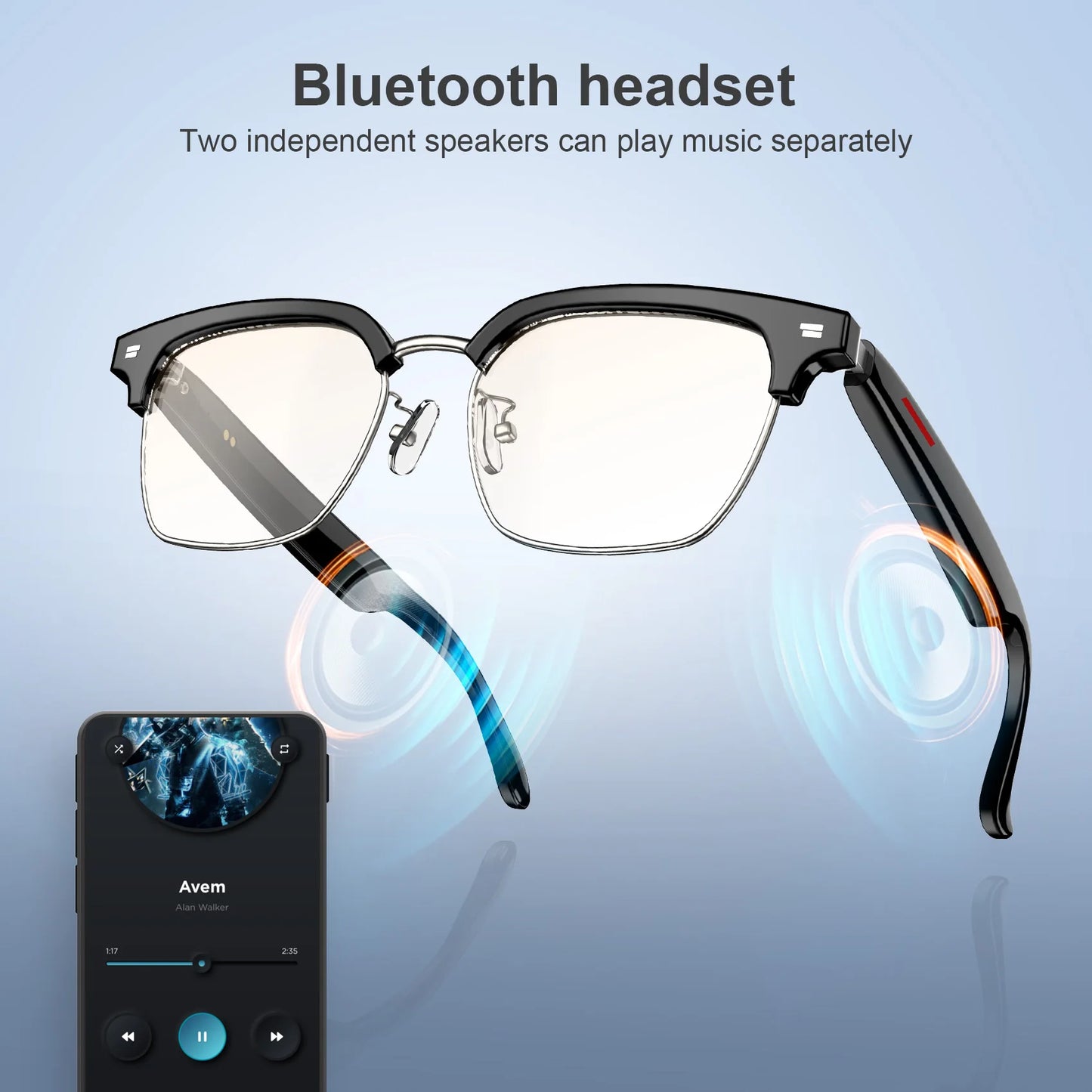 IOWODO E1306 Smart Glasses AI Voice Anti-UV Sunglasses