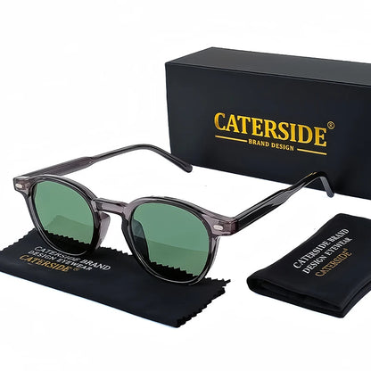 Caterside Polarized Round Sunglasses Men TR Frame