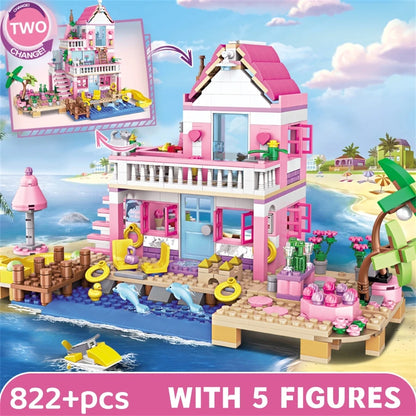 Summer Holiday City House Seaside Villa Building Blocks
