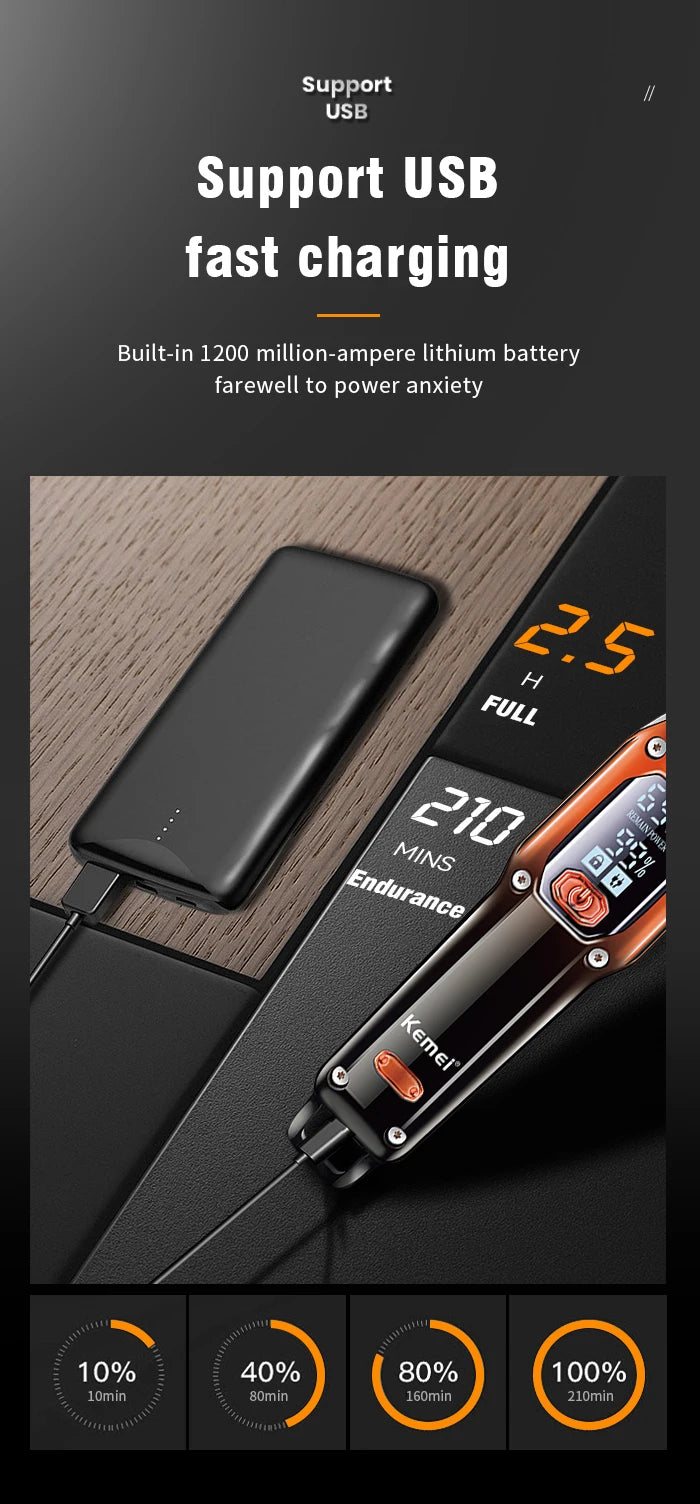Original Kemei Barber Hair Trimmer Professional For Men