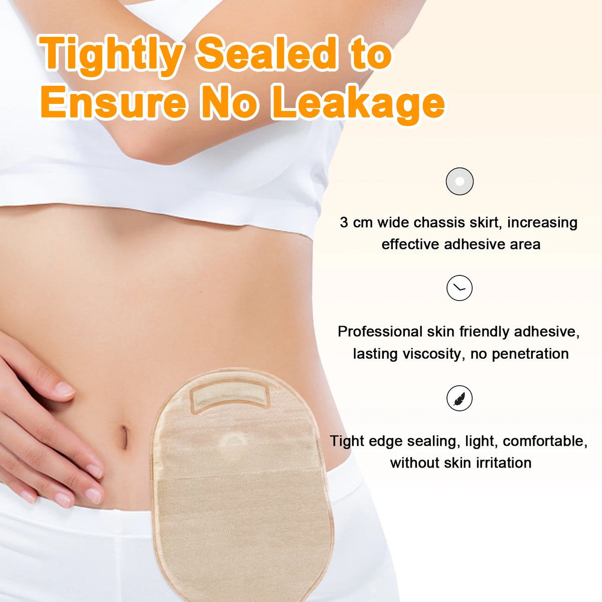 20pcs One Piece Colostomy Bags with Hoop and Look