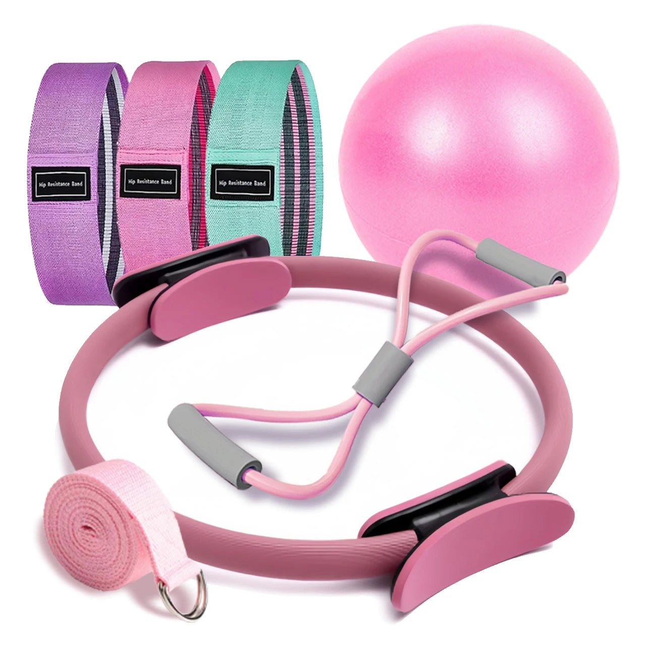 Pilates Basic Set Fitness Ball Elastic Stretch Belt