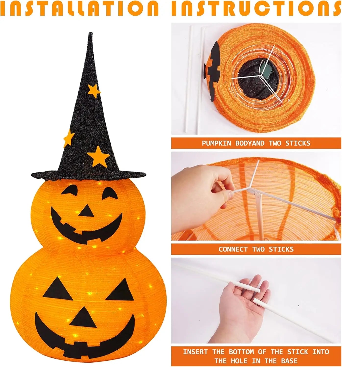 Halloween Pumpkin Decorations Collapsible Jack-o-Lantern Lights
