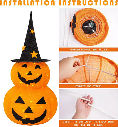 Halloween Pumpkin Decorations Collapsible Jack-o-Lantern Lights
