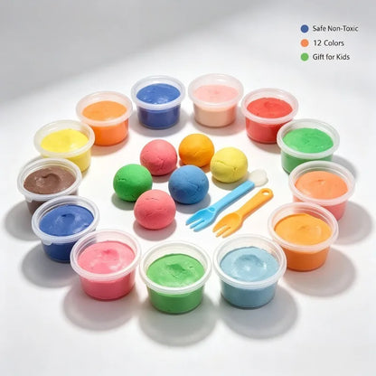 12 Colors Kids Playdough Set Clear Cup Safe Clay Dough