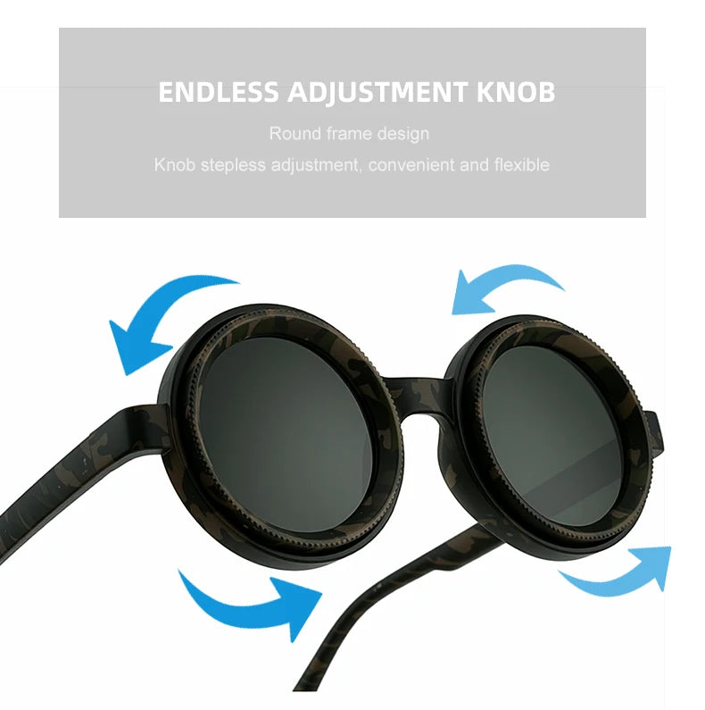 Polarized Small Frame Round Steampunk ND9 Adjustable