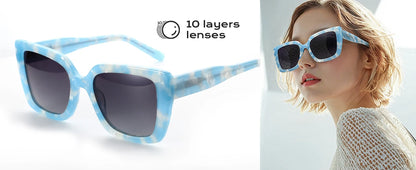 New Square Polarized Sunglasses Women Thick Frame