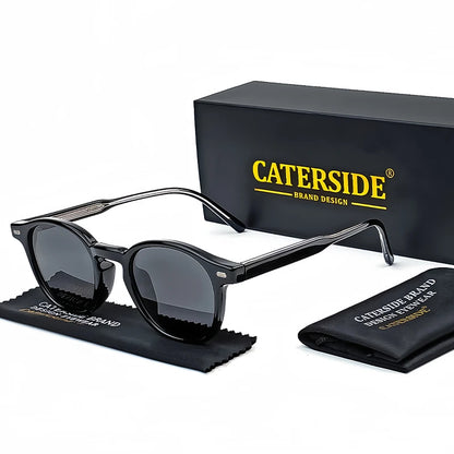 Caterside Polarized Round Sunglasses Men TR Frame