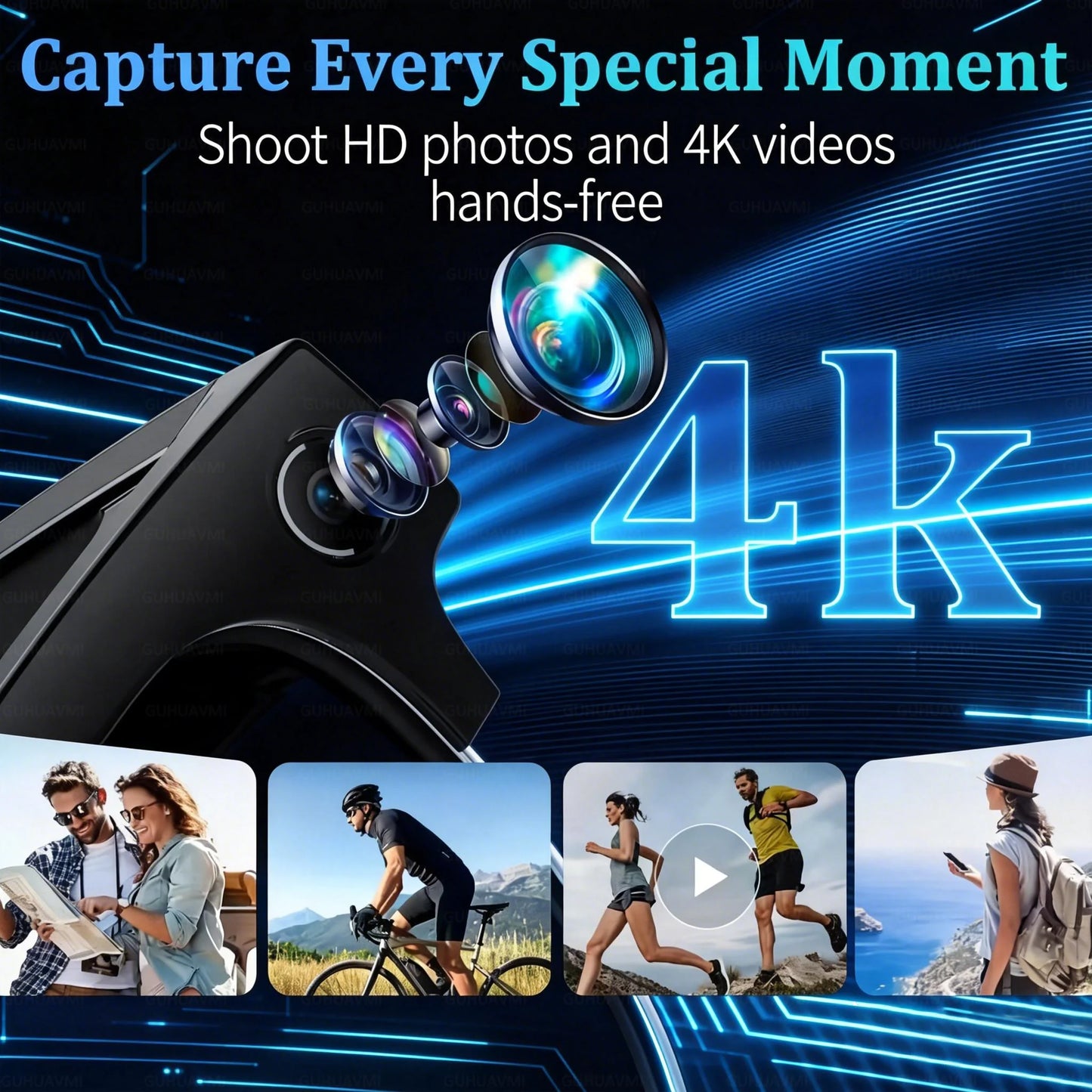New 4K Ultra HD Color Change BT Call Smart Glasses AI Chat