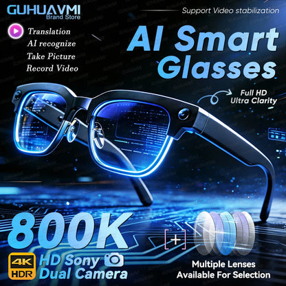 New 800W Pixel 4K HD Camera Smart Glasses AI Translation