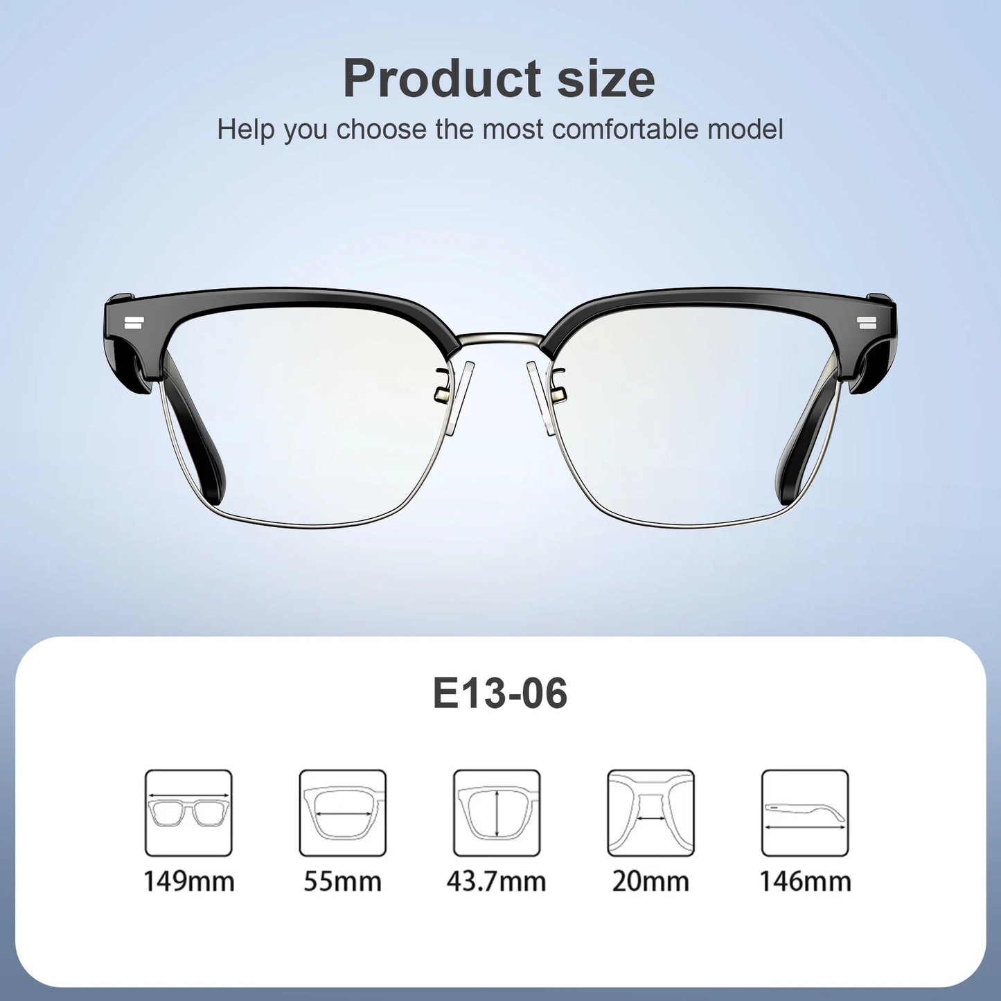 IOWODO E1306 Smart Glasses AI Voice Anti-UV Sunglasses
