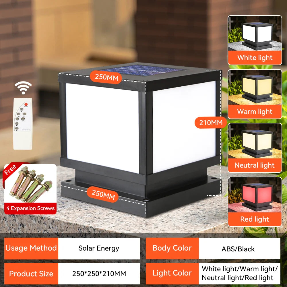 Outdoor Lighting Pillar Lights Remote Control Solar Chapiter Lamp