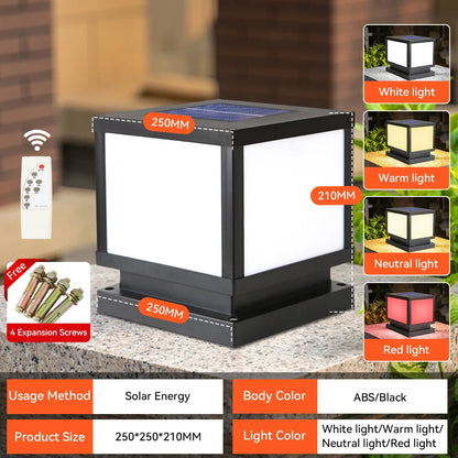 Outdoor Lighting Pillar Lights Remote Control Solar Chapiter Lamp