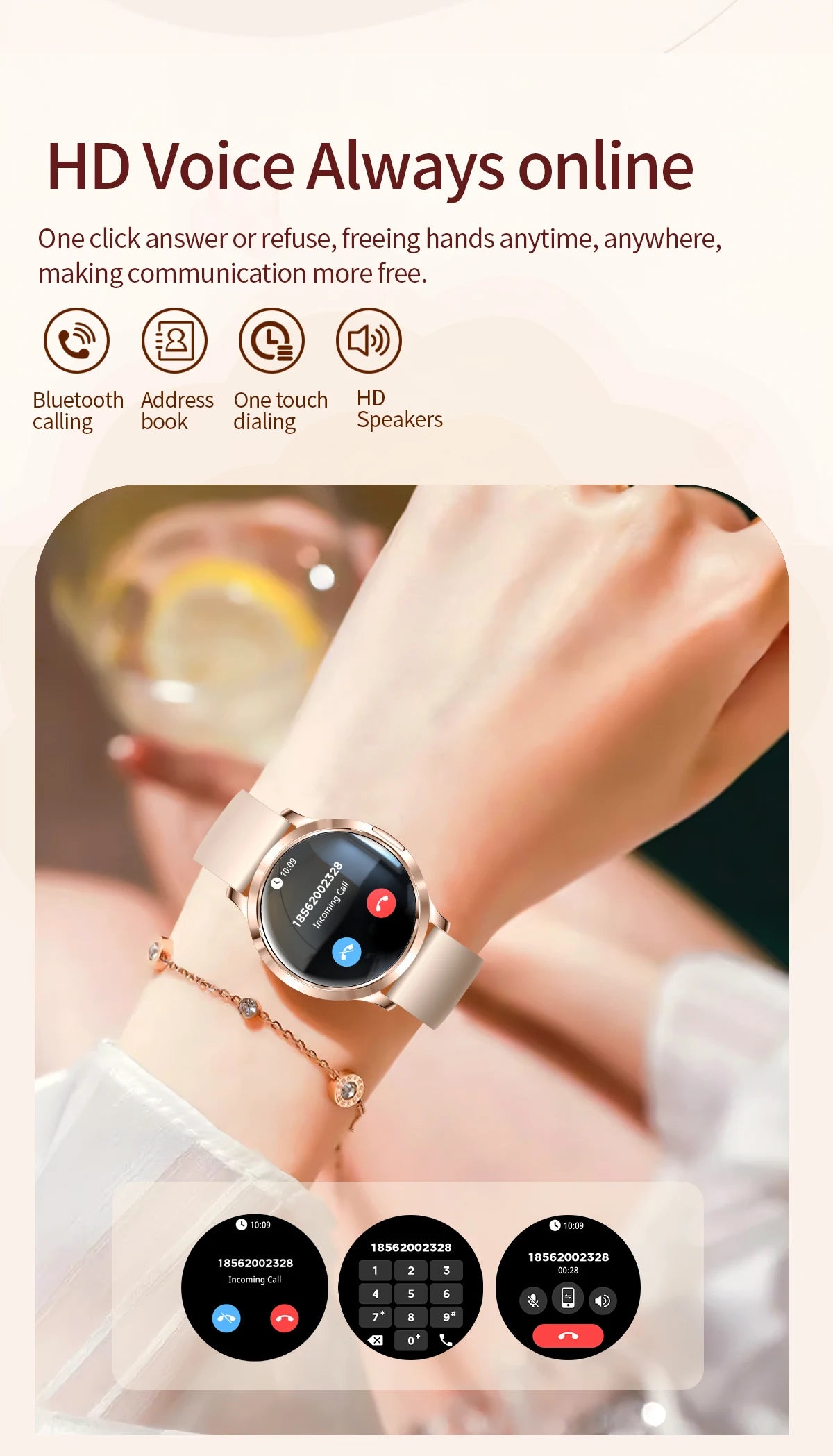 New Smart Watch For Women Gift 1.32 Inch Full Touch Screen