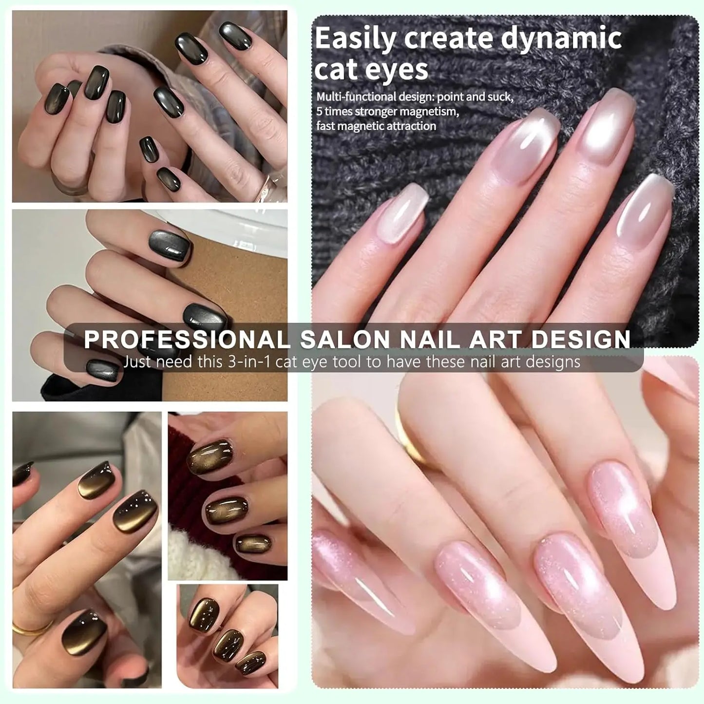 3 In 1 Dual Headed Cat Eye Nail Art Magnetic Stick