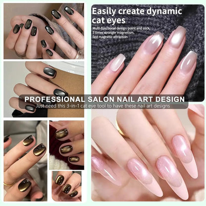 3 In 1 Dual Headed Cat Eye Nail Art Magnetic Stick