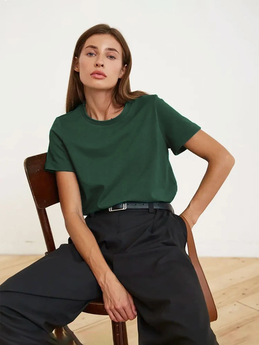 Bornladies Summer 100% Cotton Women's T-shirt Bottoming Tops